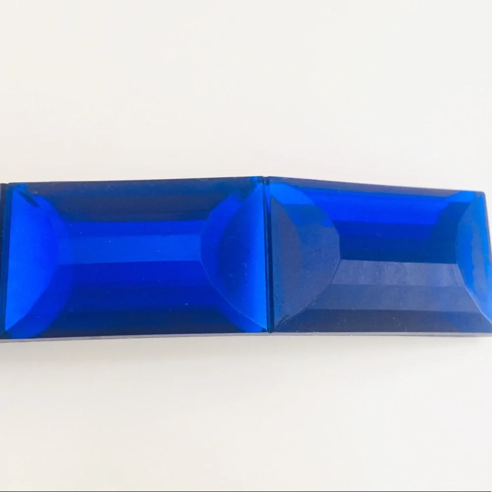 Vintage Women's Decorative Rectangular Blue Gem Barrette Latch Hair Clip